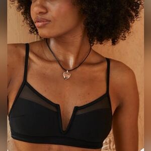Aerie Mesh V Wire Scoop Bikini Top, Size Large